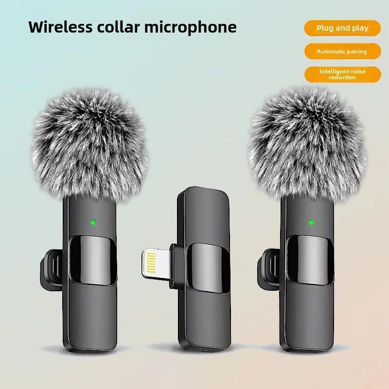 Wireless Lavalier Microphones, Rechargeable Lapel Mic, Professional Microphone for iPhone Type-C Phones, Omnidirectional Condenser Recording Microphone for Video Recording