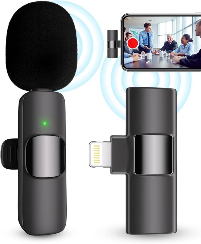 Professional  Microphone for , iPad, Cordless Lavalier Lapel Omnidirectional Condenser Recording Mic for Video Recording, Live Streaming, Interview Podcast Vlog