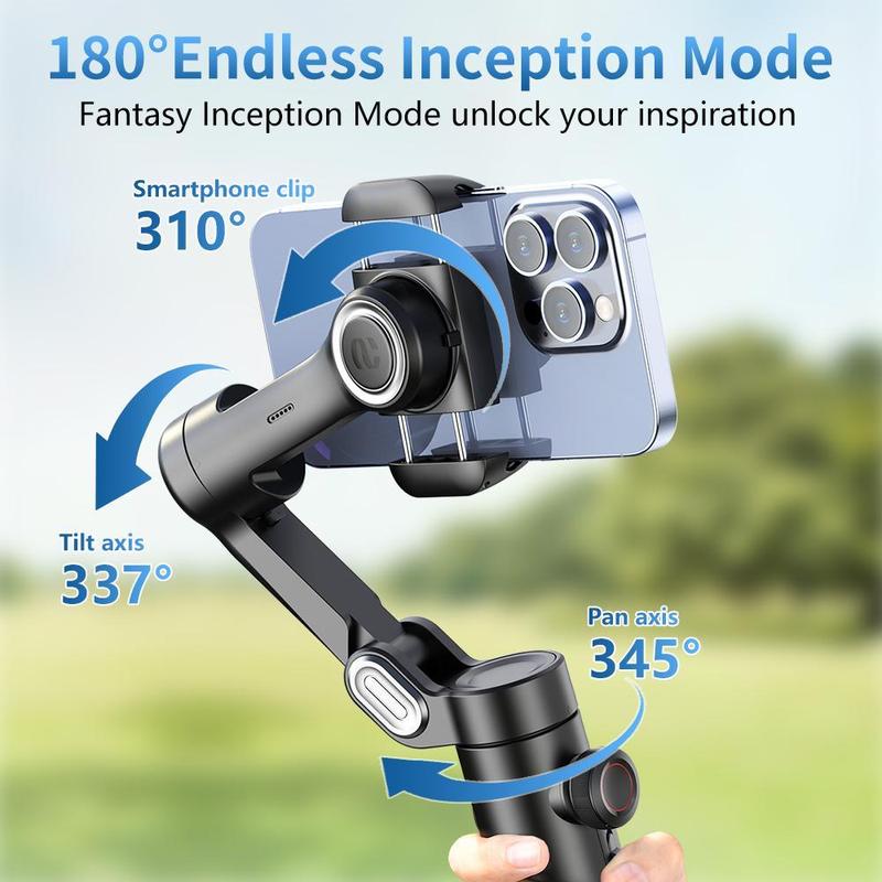 AOCHUAN 3-axis Shooting Tripod Stand, 360° Rotation Auto Face Tracking Gimbal Stabilizer, Smartphone Selfie Accessories, Selfie Phone Tripod