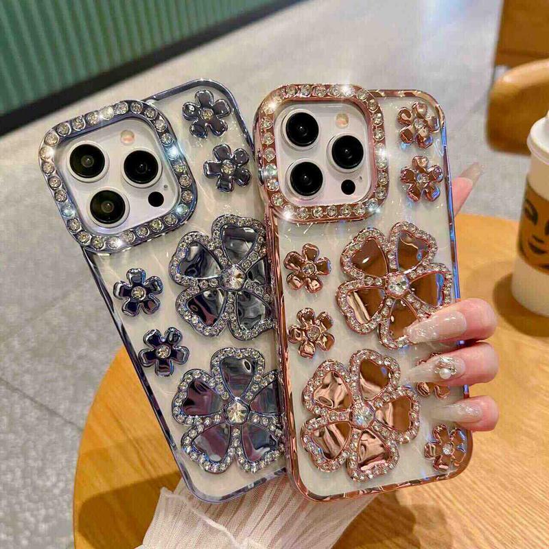 Rhinestone Decor Phone Case, Shockproof Phone Protective Cover, Phone Accessory Compatible with iPhone 12 13 14 15 Pro Max