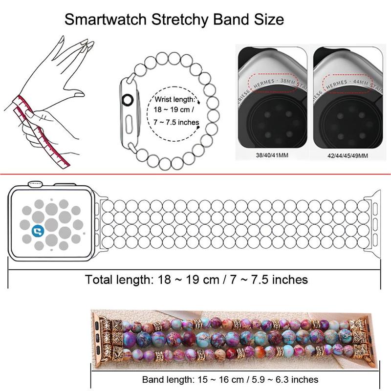 Adjustable Elastic Beaded Watch Band, Fashionable Watch Band for Women, Handmade Beaded Design Watch Band for Apple Watch