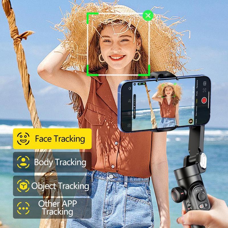 AOCHUAN 3-axis Shooting Tripod Stand, 360° Rotation Auto Face Tracking Gimbal Stabilizer, Smartphone Selfie Accessories, Selfie Phone Tripod