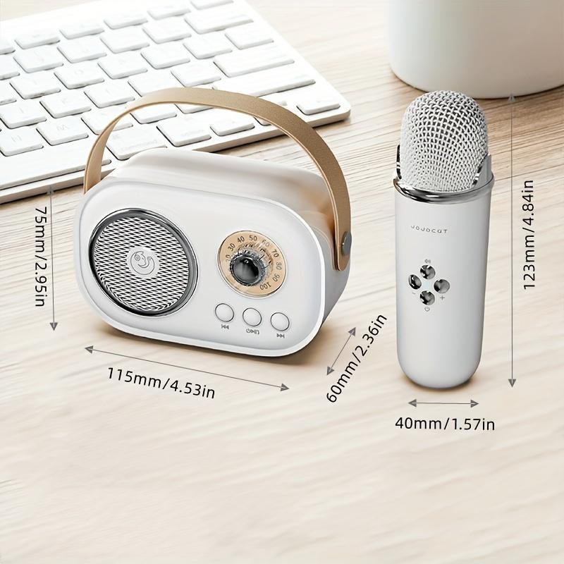 Wireless Portable Mini Karaoke Machine with LED Lights, USB Rechargeable Stereo Sound Speaker with Microphone