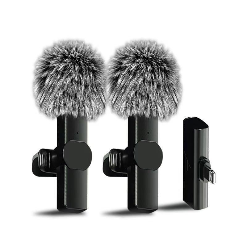 Wireless Lavalier Microphones, Rechargeable Lapel Mic, Professional Microphone for iPhone Type-C Phones, Omnidirectional Condenser Recording Microphone for Video Recording