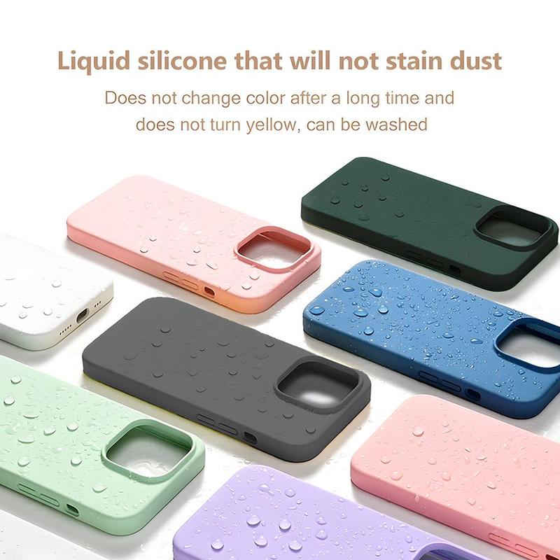 Minimalist Solid Color Silicone Phone Case, 1 Count Shockproof Phone Protective Cover, Phone Accessories Compatible with iPhone 11 13 14 15 Pro Max 16 Series