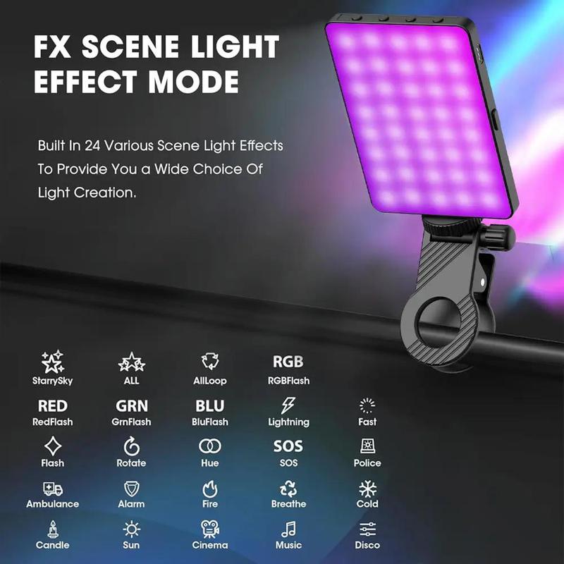 Phone Selfie Fill Light Clip, Phone Accessories, 3-color Temperature LED Pocket Light with Clip & Mount for iPhone Android Smartphone, Adjustable Cellphone Selfie LED Light Accessories for Outdoor Live Streaming & Vlog, Tablet