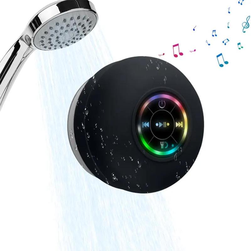 Portable Wireless Speaker, Mini LED Shower Speaker, Rechargeable Wireless Speaker with Suction Cup, Suitable for Outdoor Cycling and Gaming