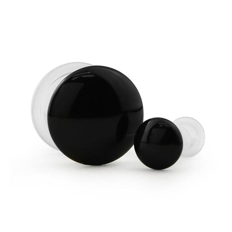 Black Glass Plugs - Single Flare