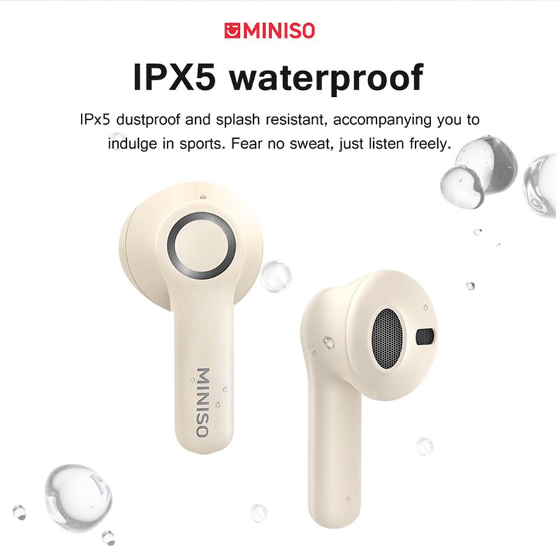 MINISO X52 Bluetooth Earphone wireless Headphones with Mic Long Battery Life Clear Calls Headsets IPX5 Waterproof Earphones Touch Control Earbuds Support Android IOS