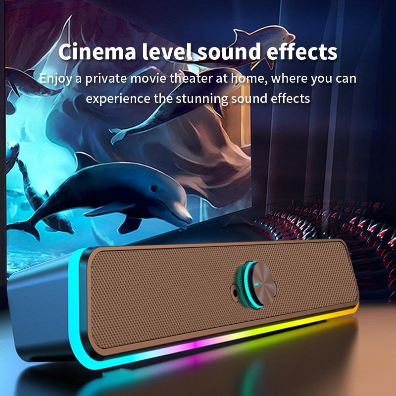 Wired Computer Speaker, 3D Surround Sound Speaker, Touch-sensitive RGB Ambient Light Speaker, Stereo Subwoofer for Laptop TV Auxiliary Amplifier