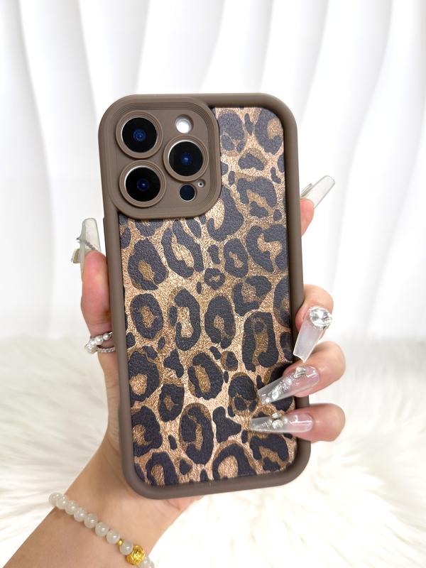 Stylish Leopard Pattern Phone Case, Precise Camera Lens Protection, Shockproof for iPhone 16 Series Plus 11 12 13 14 15 Pro Max Cover Protective