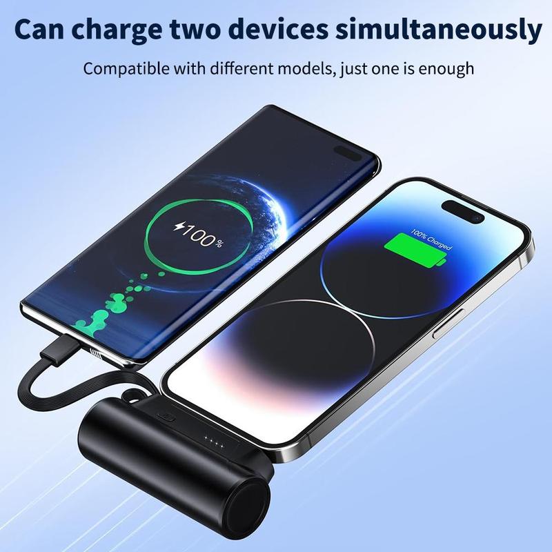 Portable Type-C Rechargeable Phone Battery With Holder, 5000mAh Fast Charging Battery for iPhone, Quick Charging Stand Mini Battery for Music Festival