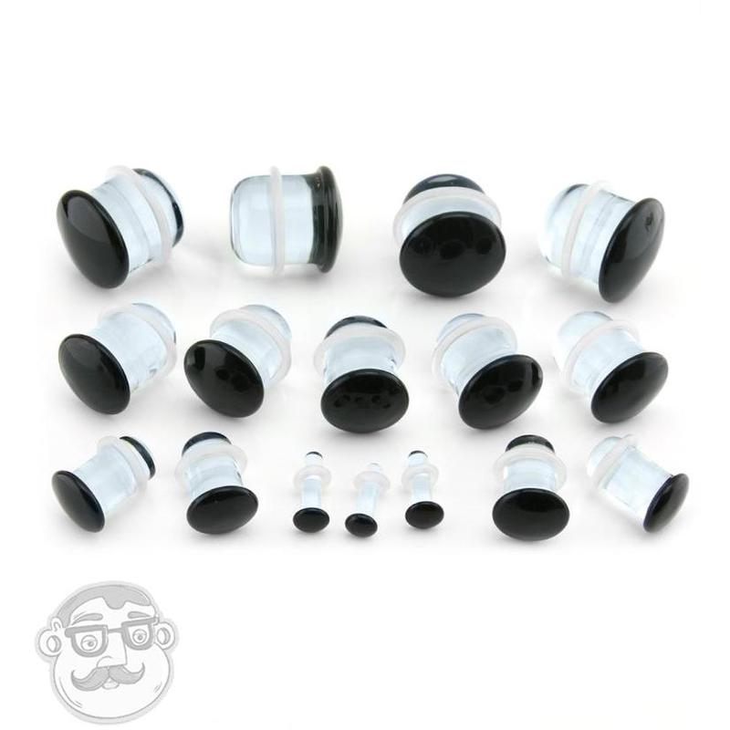 Black Glass Plugs - Single Flare