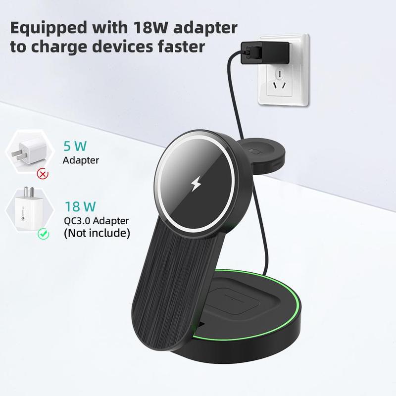 3 in 1 Wireless Charger, Foldable Magnetic Fast Charging Station, Wireless Charger Stand for iPhone 16 15 Pro Max & Apple Watch Ultra & AirPods Pro