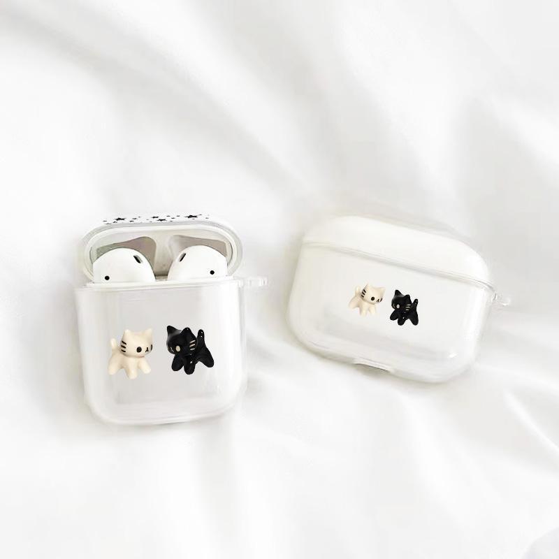 Adorable Cat Design Earphone Case with Hiking Buckle, Shockproof & Anti-Fall TPU Earphone Cover for AirPods 1 2, 3, Pro, Pro 2, Gift for Friend