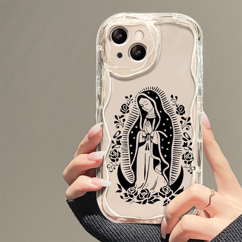 Virgin Mary Pattern Phone Case, Decorative Phone Protector Cover, All-inclusive Phone Cases Compatible with iPhone