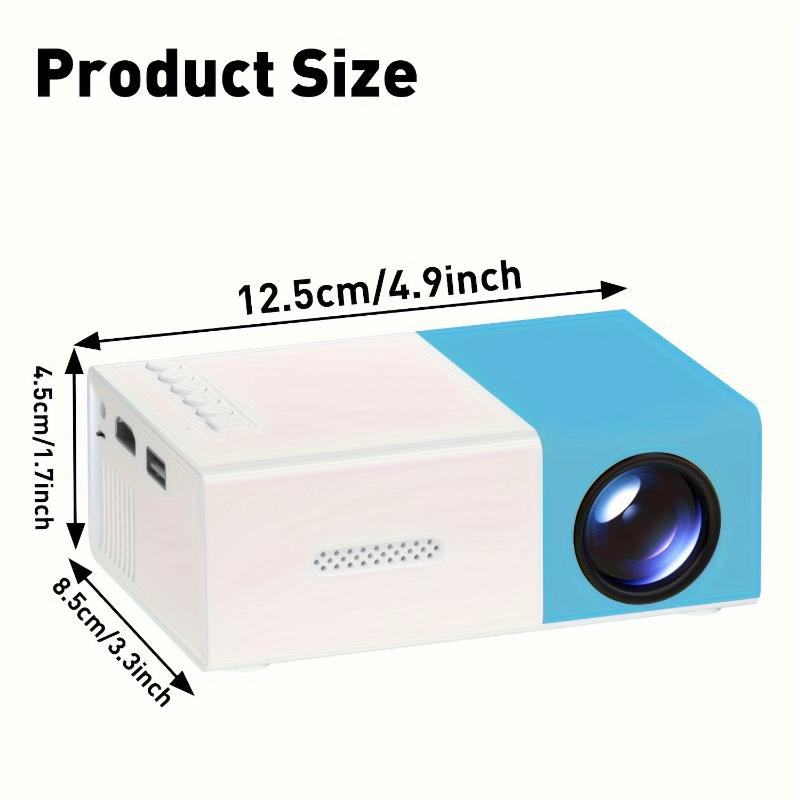 Mini Projector With 72' Screen, LED Bulb Life Of 30, 000 Hours, HD Support, Compatible With Android IOS Windows HDTV USB, Mobile Power Support, Mobile Cinema.