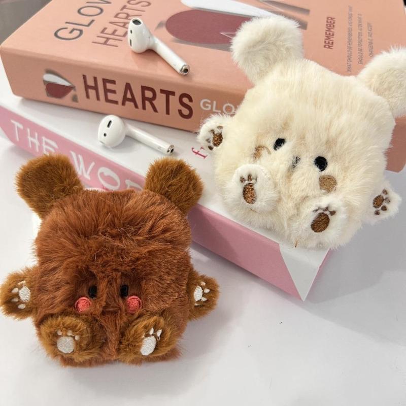 Cute Bear Design Earphone Case, 1 Count Plush Earphone Case, Earphone Protector for Apple Airpods 1 2 Airpods Pro Airpods Pro 2 Airpods 3