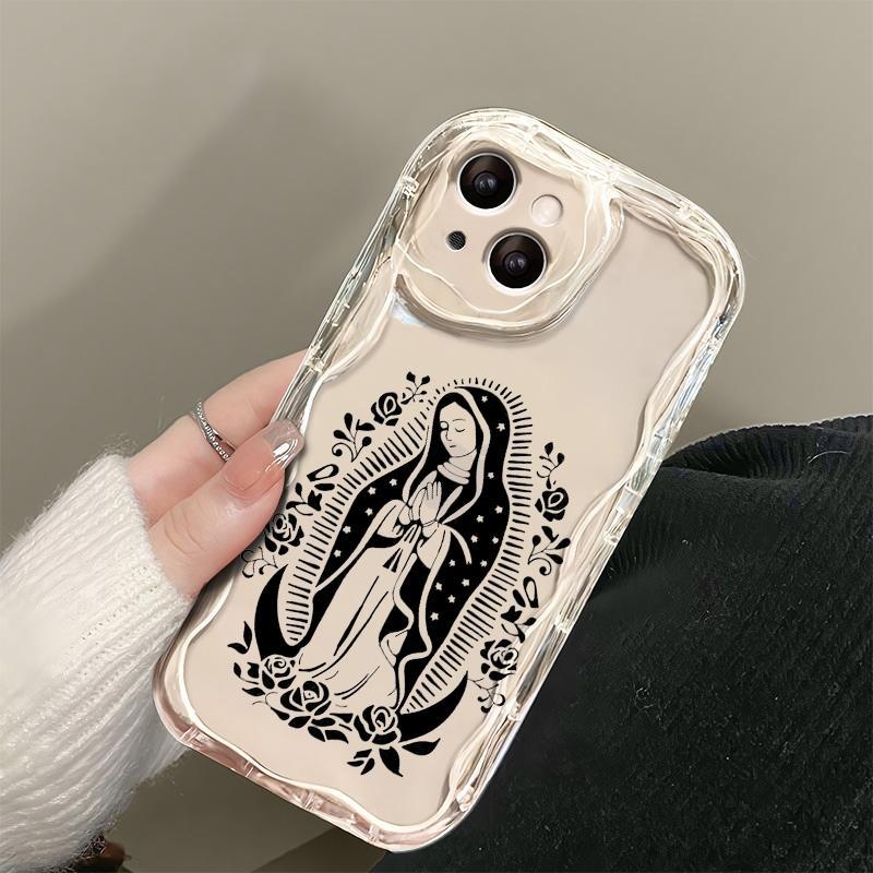 Virgin Mary Pattern Phone Case, Decorative Phone Protector Cover, All-inclusive Phone Cases Compatible with iPhone