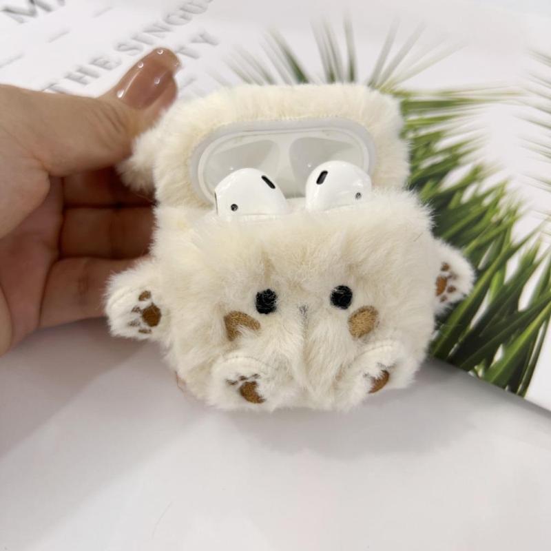 Cute Bear Design Earphone Case, 1 Count Plush Earphone Case, Earphone Protector for Apple Airpods 1 2 Airpods Pro Airpods Pro 2 Airpods 3