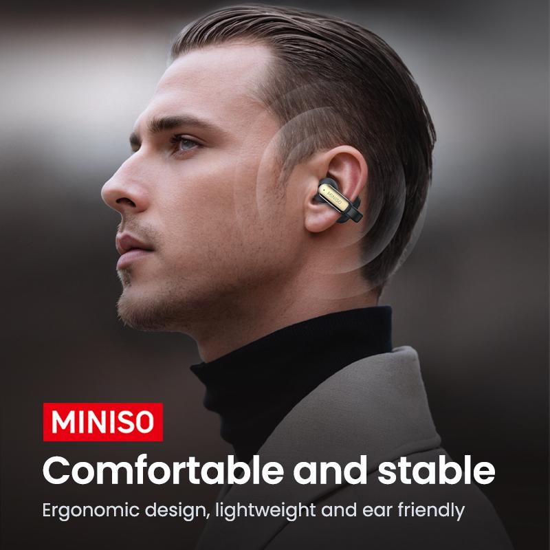 Miniso NEW X36 Ultralight Clip Open Ear Earbuds with HD Mic Immersive Audio Open Ear Wireless Clip on Earbuds for Comfort OpenAudio for Awareness Up to 40 Hours of Battery Life High Resilience Ultra Open Earbuds with IPX5 Waterproof for Running Fitness