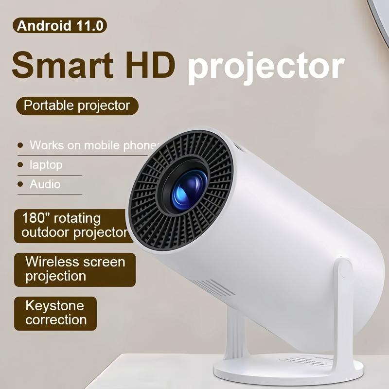  Portable Projector with Android 11, Auto Keystone Correction Mini Projector, 4K  200 ANSI Smart Projector with 2.4 5G WiFi, BT 5.0, 130 Inch Screen, 180 Degree Flip, Round Design, Home Video Projector