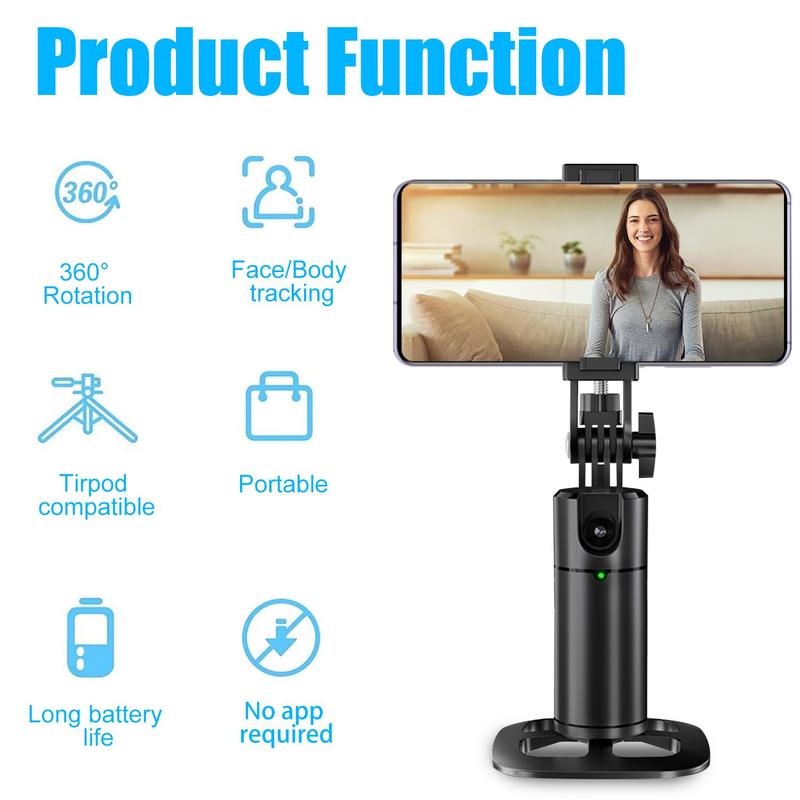 Auto Face Tracking Stabilizers Tripod Remote, 360° Rotatable Auto Tracking Phone Holder with Remote, Camera Gimbal Stabilizer, Smart Shooting Phone Stand for Video Vlog Live Stream