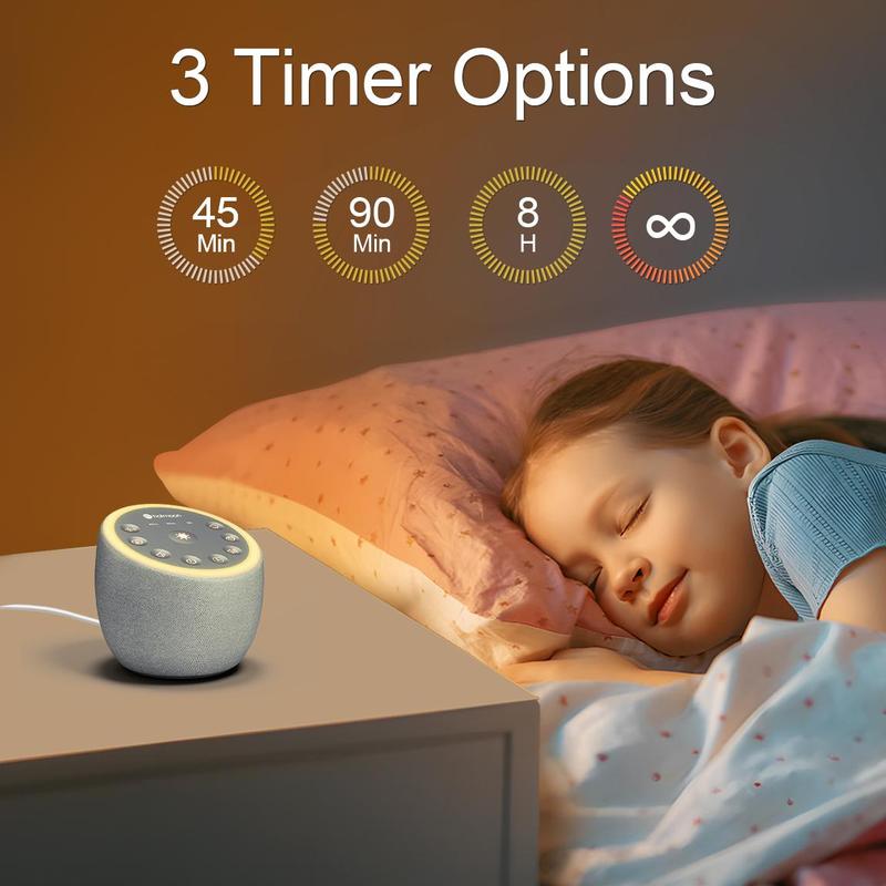 Hotmoon White Noise Machine, 1 Count USB Powered Portable Sleep Sound Machine with Lighting Modes & Timer Function, Use for Home Travel, Gifts for Mum