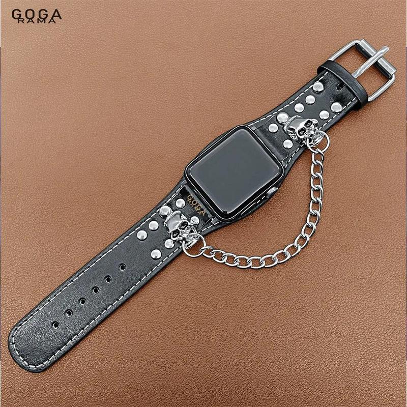 Skull Design Cuff Bracelet Watch Band, Fashion Chain Watch Band for Apple Watch 49mm 45mm 44mm 42mm 41mm 40mm 38mm, Wearable Accessories