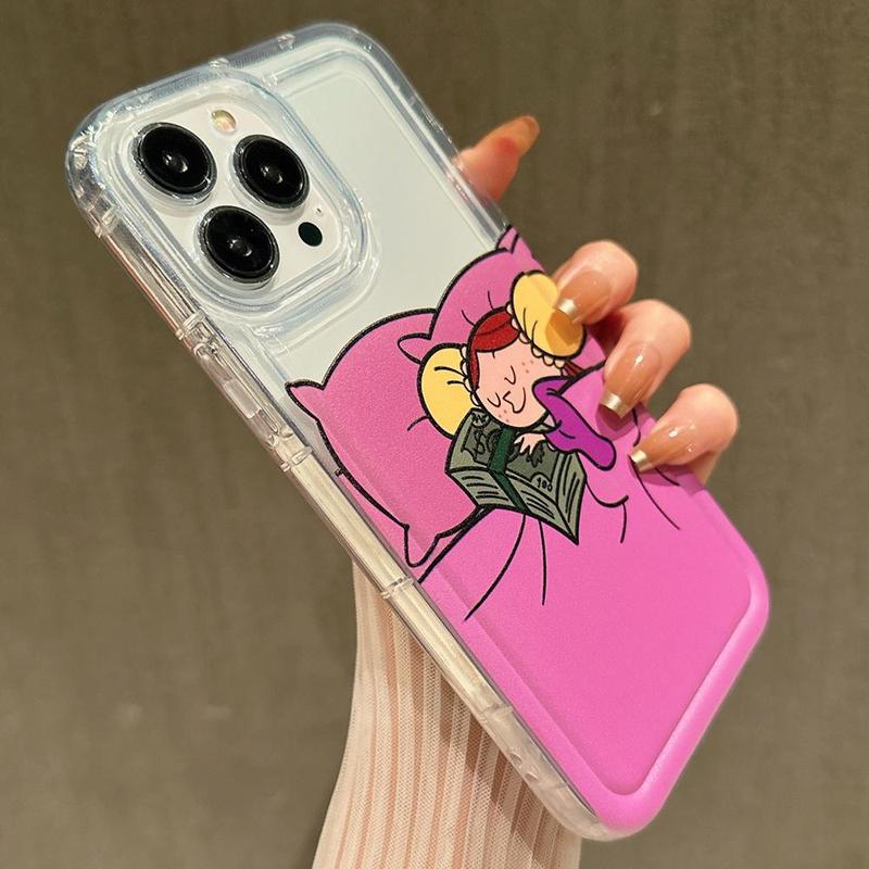 Cartoon Girl Pattern Phone Case, Anti-drop Clear Phone Cases, Decorative Phone Protector Cover Compatible with iPhone 11 12 13 14 15 Pro Max, Unique Phone Cases for iPhone 16 Pro Case