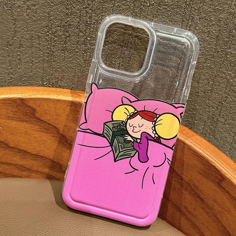 Cartoon Girl Pattern Phone Case, Anti-drop Clear Phone Cases, Decorative Phone Protector Cover Compatible with iPhone 11 12 13 14 15 Pro Max, Unique Phone Cases for iPhone 16 Pro Case