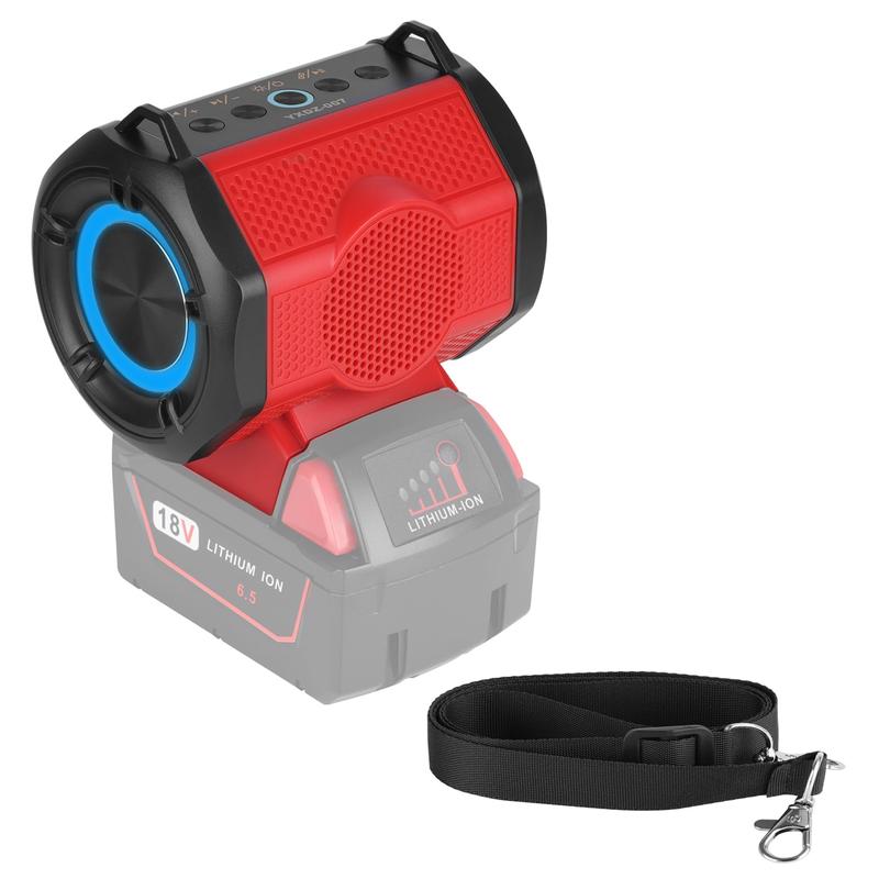 Wireless Portable Speaker Compatible for Milwaukee 18V Battery, 30W Blue Tooth Speaker, USB Output, USB Audio Source and Suitable for Indoor and Outdoor(Battery not Included)