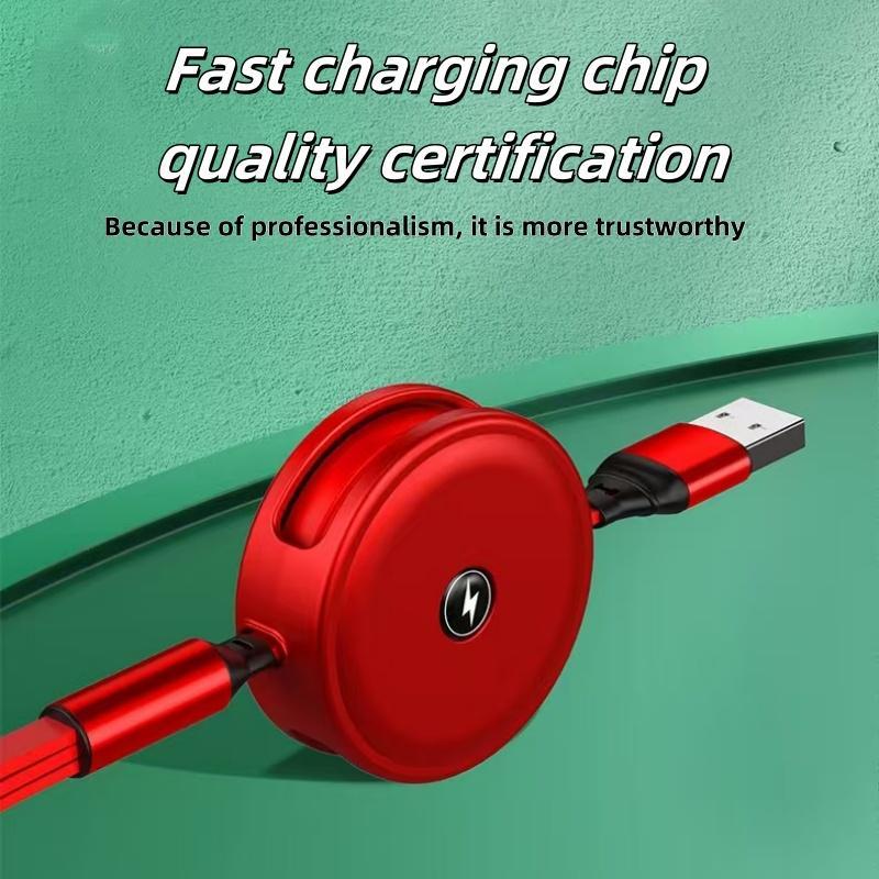 3-in-1 Retractable PD 66W Fast Charging Data Cable, USB-C Fast Charging Cable, Portable Charging Cable for Smart Devices