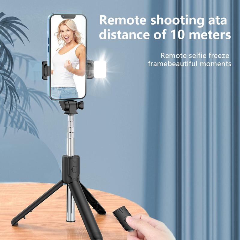 Portable Selfie Stick Tripod, 1 Count Handheld Selfie Stick with Fill Light, 360 Degree Rotatable Phone Tripod, Universal Phone Accessories for Live Streaming