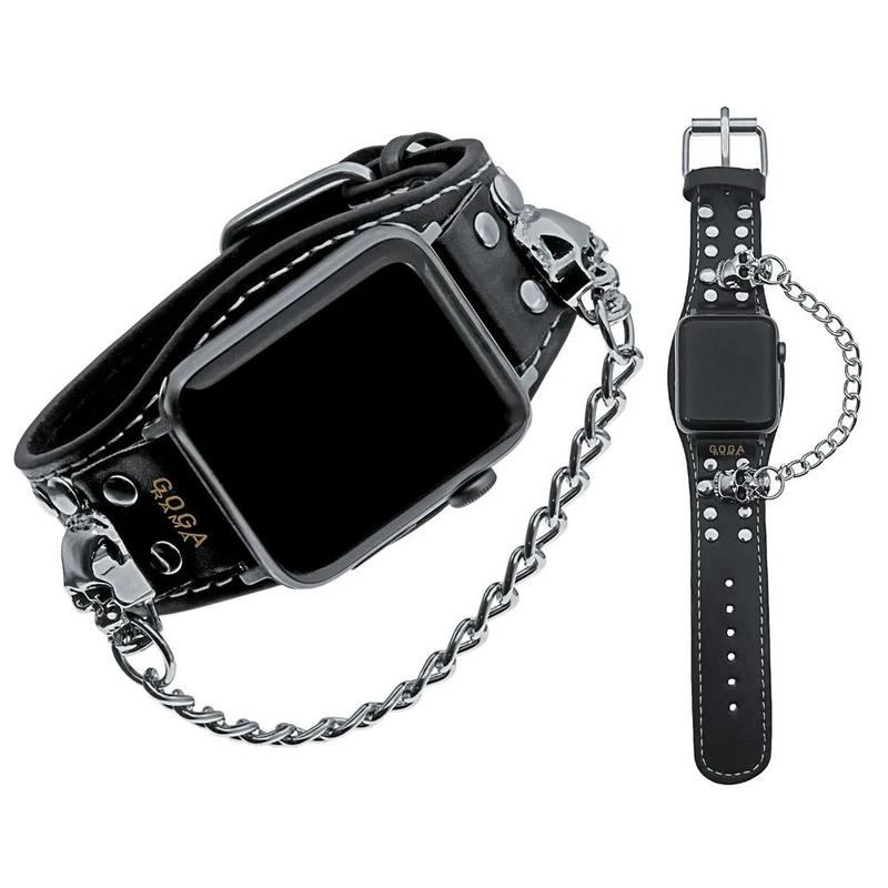 Skull Design Cuff Bracelet Watch Band, Fashion Chain Watch Band for Apple Watch 49mm 45mm 44mm 42mm 41mm 40mm 38mm, Wearable Accessories