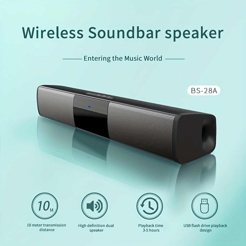 Portable Wireless Speaker, Wireless Bluetooth-compatible Soundbar Speaker with Remote Control, High Definition Dual Speaker for Home & Outdoor, Stocking Fillers Gift