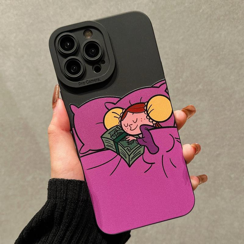 Cartoon Girl Pattern Phone Case, Anti-drop Clear Phone Cases, Decorative Phone Protector Cover Compatible with iPhone 11 12 13 14 15 Pro Max, Unique Phone Cases for iPhone 16 Pro Case