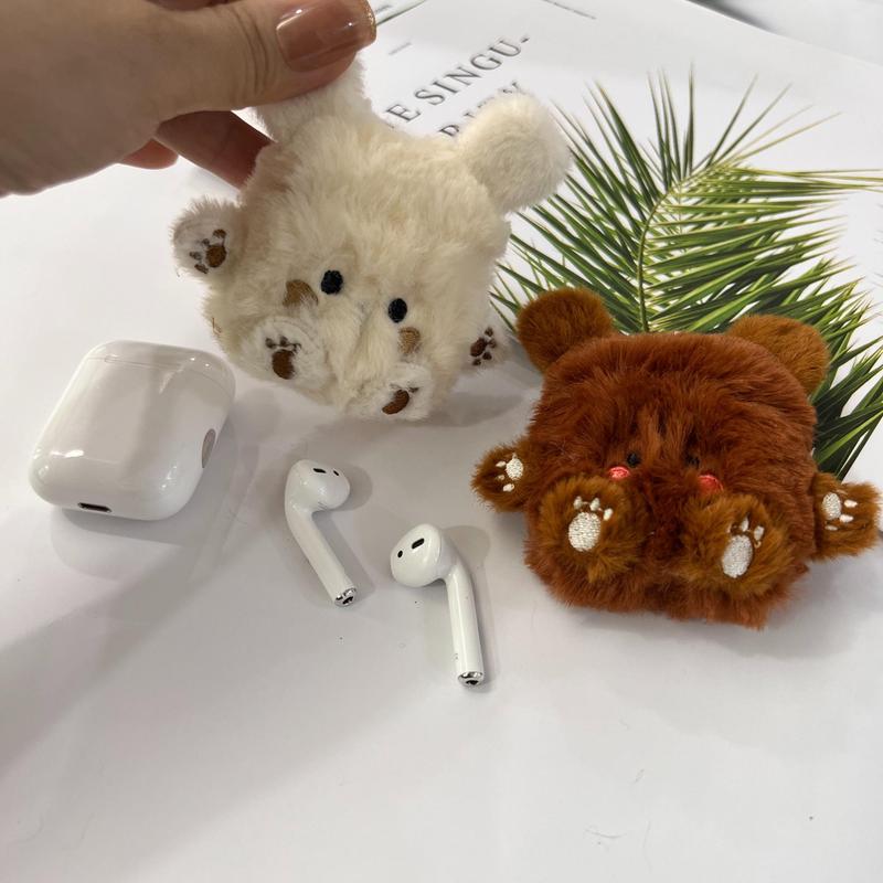 Cute Bear Design Earphone Case, 1 Count Plush Earphone Case, Earphone Protector for Apple Airpods 1 2 Airpods Pro Airpods Pro 2 Airpods 3