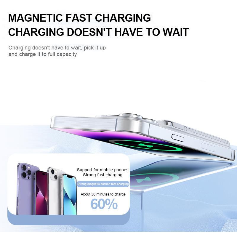 10000mAh Magnetic Wireless Power Bank, Portable Fast Charging Mobile Power with Phone Holder, Universal Power Bank for iPhone