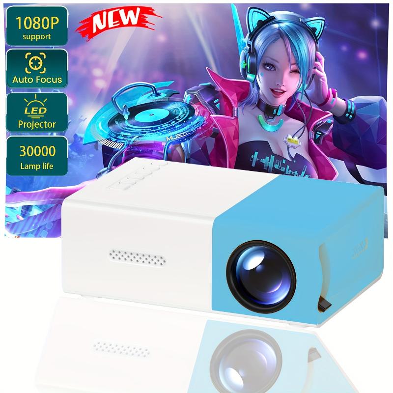 Mini Projector With 72' Screen, LED Bulb Life Of 30, 000 Hours, HD Support, Compatible With Android IOS Windows HDTV USB, Mobile Power Support, Mobile Cinema.