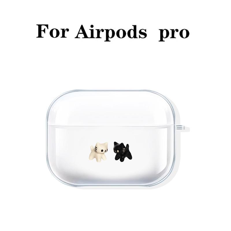 Adorable Cat Design Earphone Case with Hiking Buckle, Shockproof & Anti-Fall TPU Earphone Cover for AirPods 1 2, 3, Pro, Pro 2, Gift for Friend