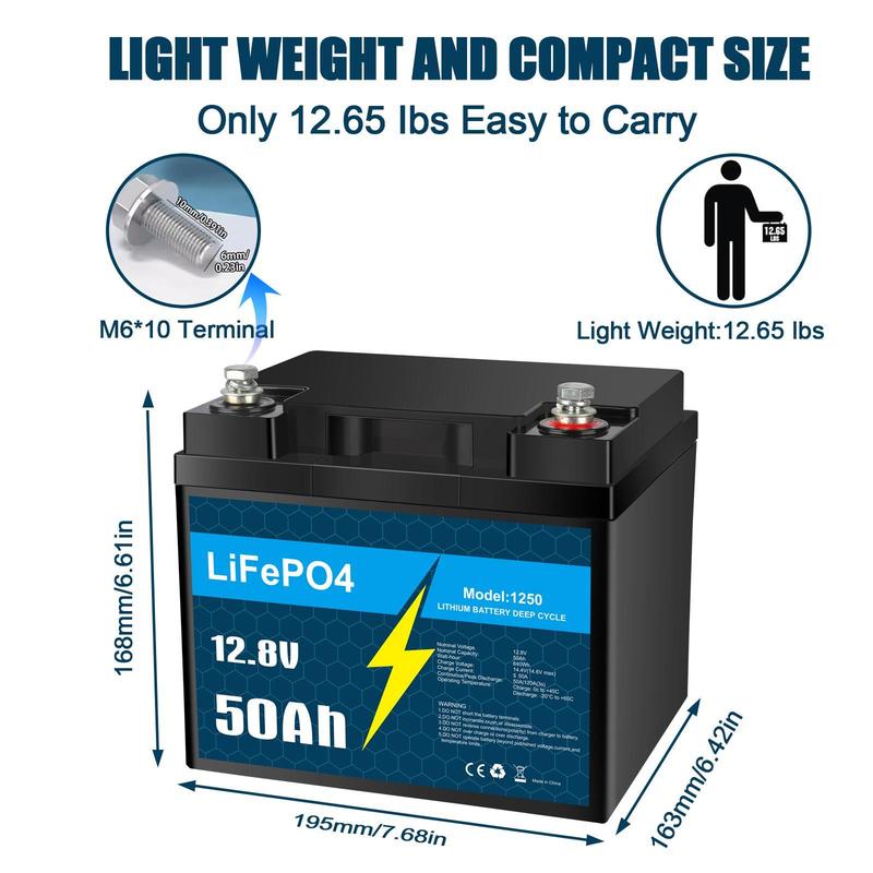 KUNLUN 12V 50Ah LiFePO4 Deep Cycle Rechargeable Lithium Battery, Over 4000 Life Cycles, Built-in BMS, Backup Power Perfect for RV, Camper, Van, Marine, Off-Grid Home Energy Storage-Core Series,Trolling motor, Maintenance-Free Accessories Batteries