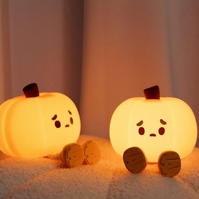 Pumpkin Shaped Night Light, Cute Cartoon Silicone Night Light, USB Rechargeable Bedside Light For Bedroom, Living Room, Kids Room