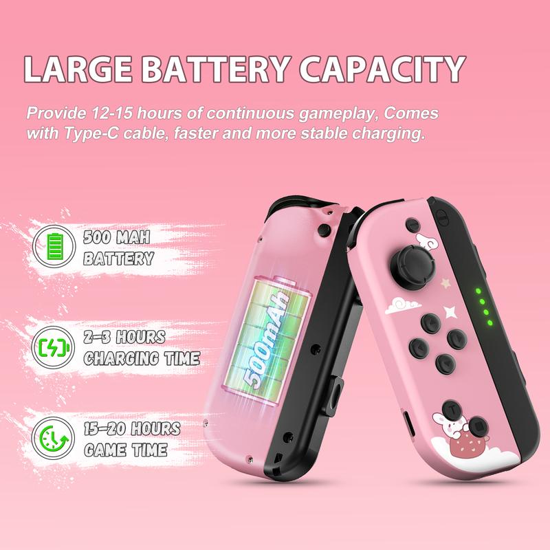 Switch Controller for Nintendo Switch - Nintendo Switch Controller Joycon L R Compatible with Switch Lite OLED (Pink)