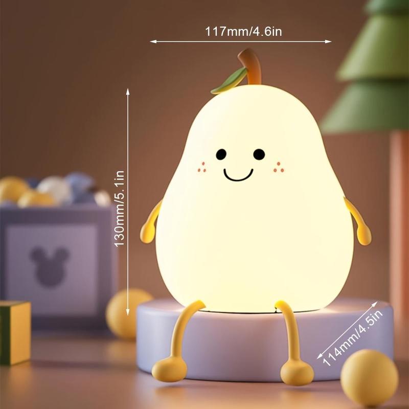 Cartoon Pear Shaped Night Light, USB Rechargeable Color Changing Night Light, Ambient LED Lights for Bedroom Nursery Bedside Home Living Room Decor