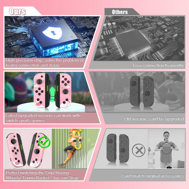 Switch Controller for Nintendo Switch - Nintendo Switch Controller Joycon L R Compatible with Switch Lite OLED (Pink)