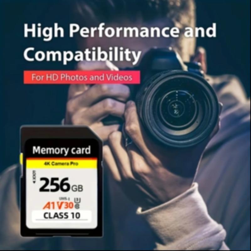 SD Card, 1 Count High Speed Memory Card, Universal Class 10 3D 4K V30 Video High Speed Capacity UHS-I SD Card For Camera, Camera Accessories