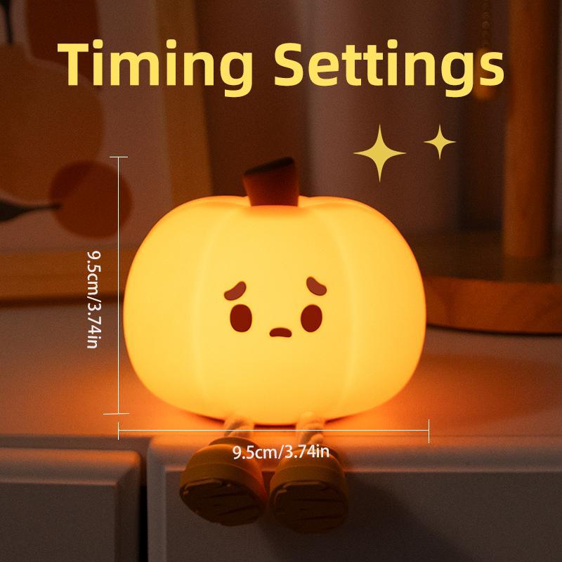 Pumpkin Shaped Night Light, Cute Cartoon Silicone Night Light, USB Rechargeable Bedside Light For Bedroom, Living Room, Kids Room