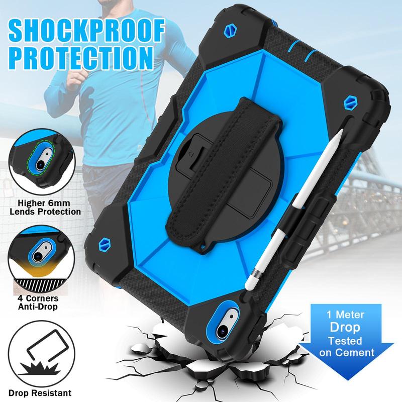 Shockproof Tablet Case with Handle, Full Body Rugged Tablet Protective Cover, Tablet Protector Compatible with iPad 7.9 8.3 9.7 10.2 10.5 11 12.9 Inch