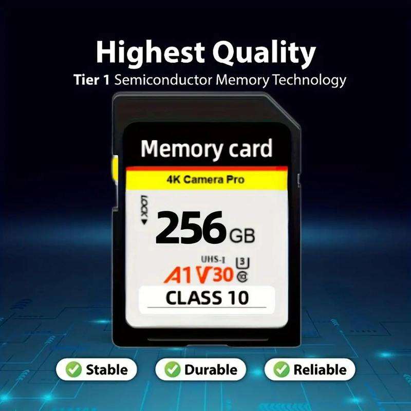 SD Card, 1 Count High Speed Memory Card, Universal Class 10 3D 4K V30 Video High Speed Capacity UHS-I SD Card For Camera, Camera Accessories